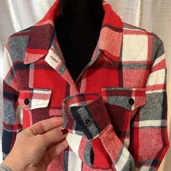 Automet Women’s M Flannel Plaid Button Down Long Sleeve Shirt Jacket - Picture 10 of 10